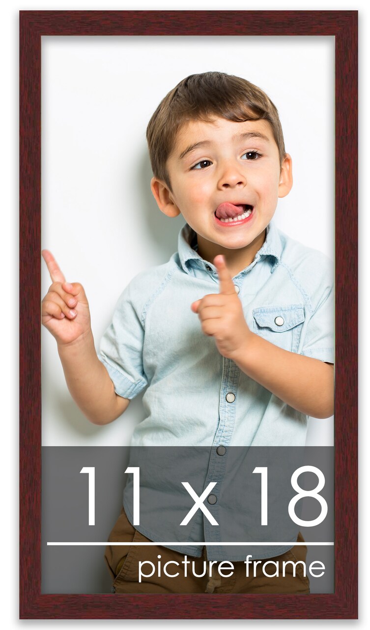 11x18 Solid Wood Picture Frame with UV-Resistant Acrylic & Acid-Free Backing, Available in 6 Finishes: Matte Black, Matte White, Metallic Bronze, Silver, Natural Wood Grain & Mahogany